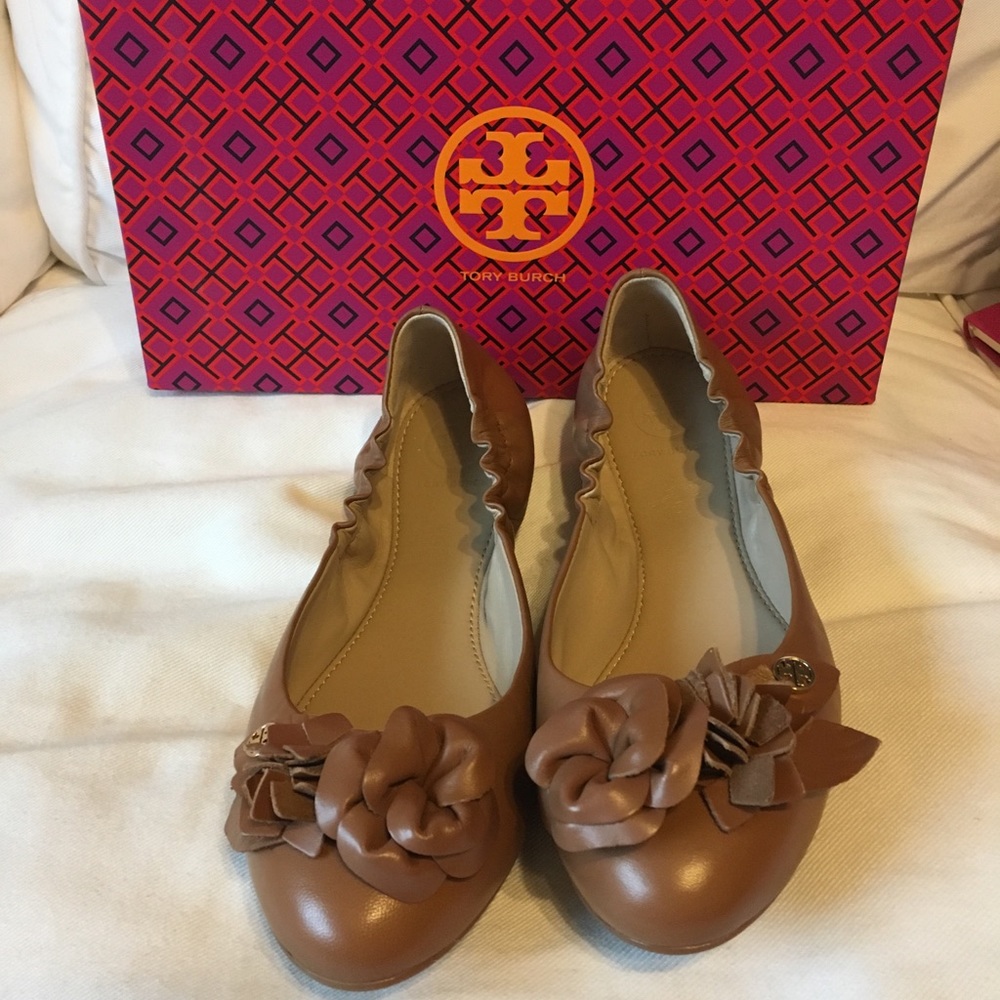 NIB Tory Burch Blossom Ballet Flats - royal tan 8